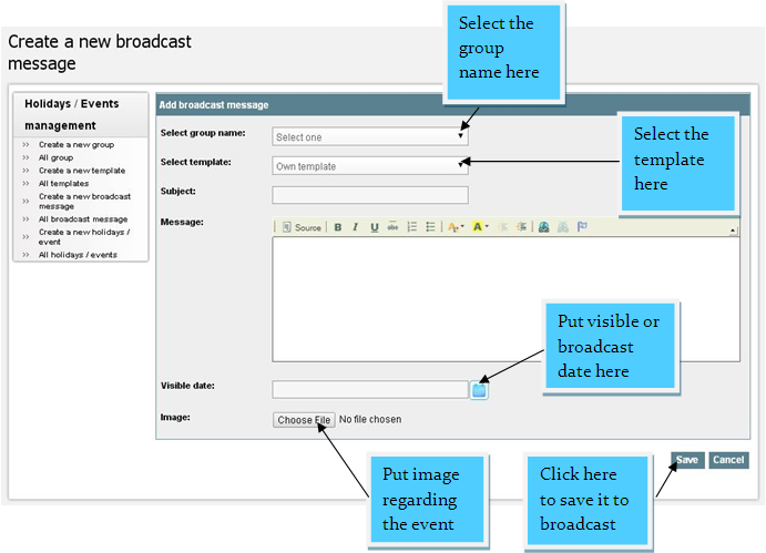 Create broadcast message