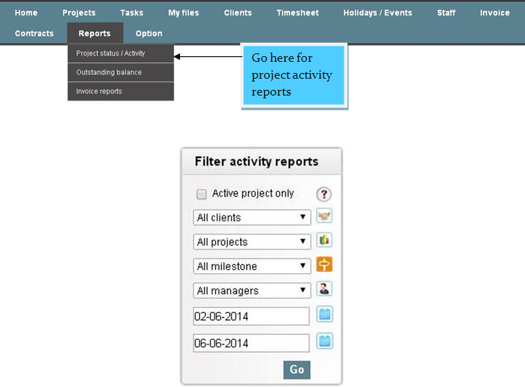 project activity reports