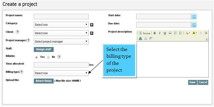 billing type of project