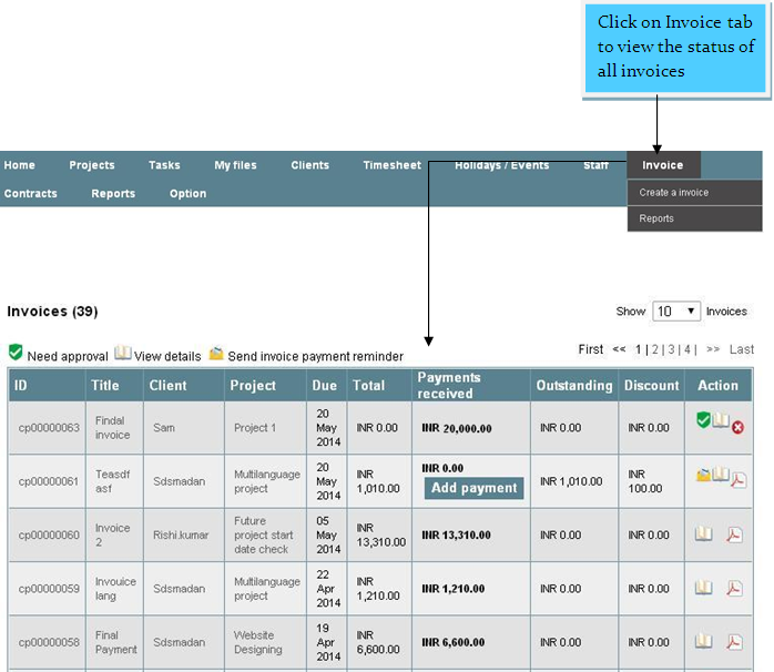 invoice details